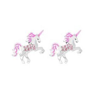 NWOT Unicorn earrings sterling silver with pink crystals